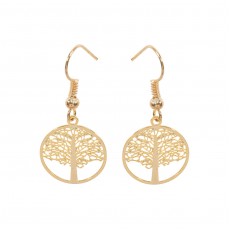 Tree of life simple earrings - Yellow Gold
